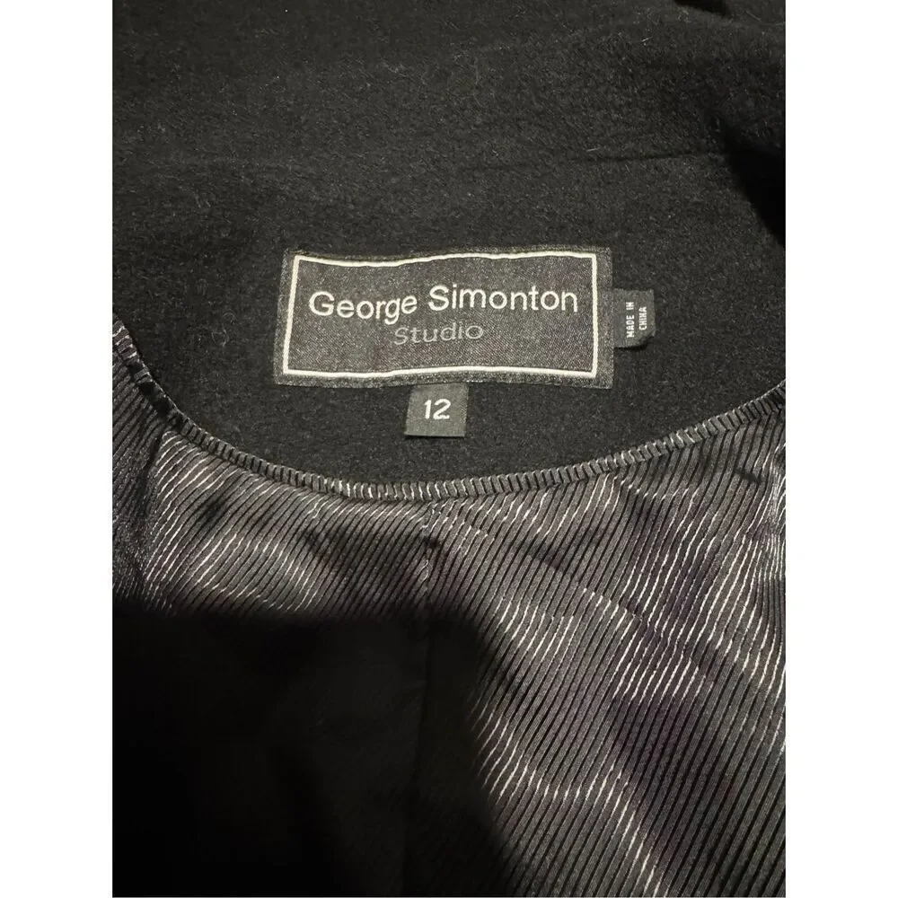 George Simonton studio Australian lambswool cashmere blend black coat 12